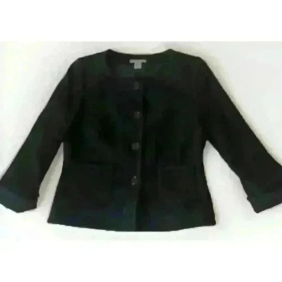 Ann Taylor Women's Size 8 Black Blazer Jacket Button Up Collarless Beautiful - Picture 3 of 16